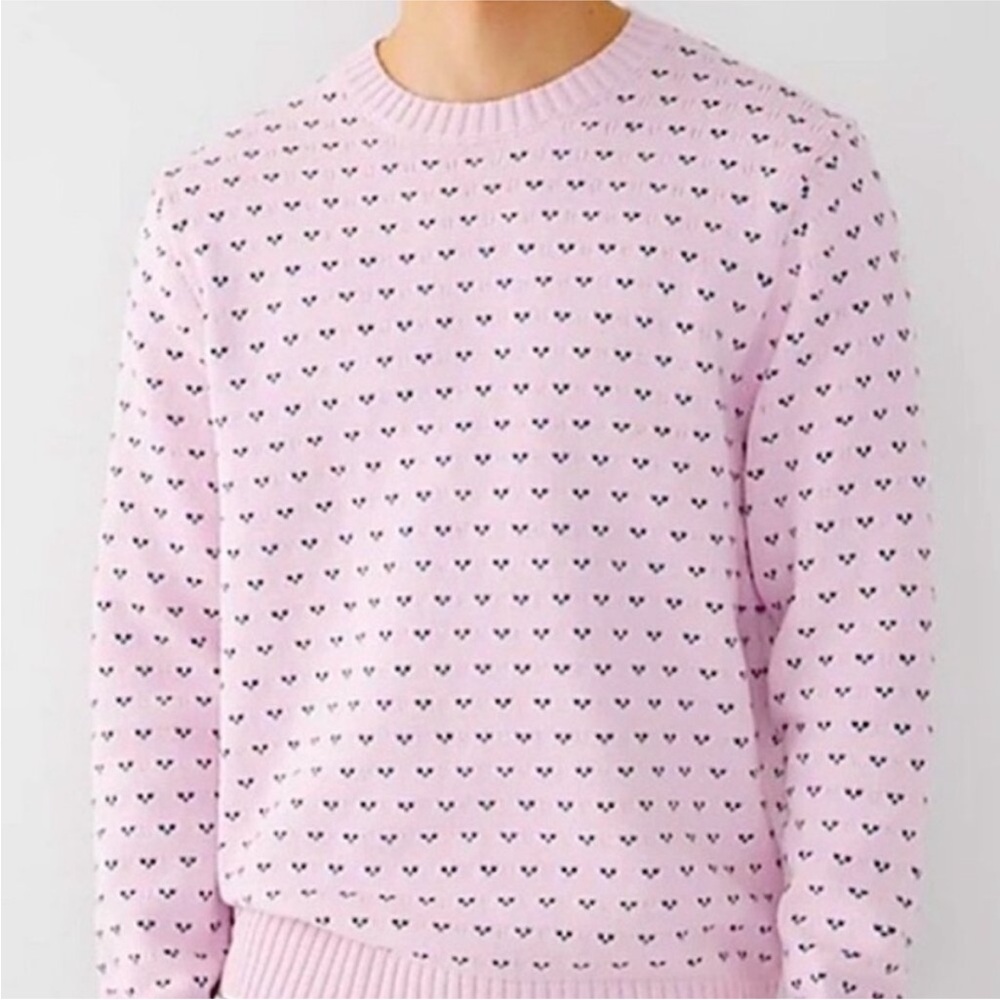 J. Crew Heritage Cotton Sweater Bird's-eye Stitch Classic Preppy Pink Grandpa